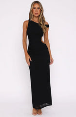 Living For The Weekend Mesh Maxi Dress Black