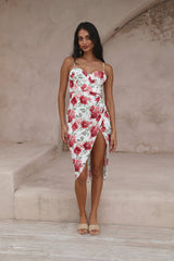 Pretty Petal Girl Midi Dress Red