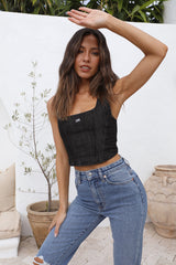 LEE Monique Corset Top Black Denim