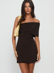 Laurencia One Shoulder Mini Dress Chocolate
