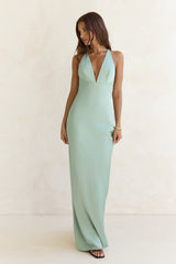 Midnight Luxe Satin Maxi Dress Sage