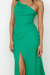 Wrinkle In Time One Shoulder Maxi Dress Green