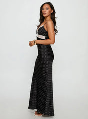 Inki Lace Maxi Dress Black Polka Dot