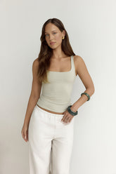 BASE Everyday Staple Singlet Top Sage