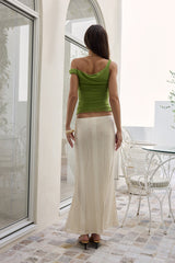 Sunset Ride Mesh Off Shoulder Top Olive