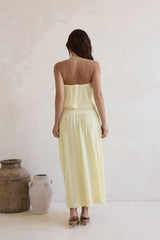 Calling Me Mesh Strapless Maxi Dress Yellow