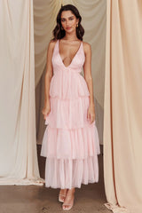 Auguste Tiered Frill Midi Dress Blush