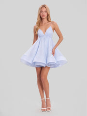 Deep V-Neck Spaghetti Strap Mini Dress