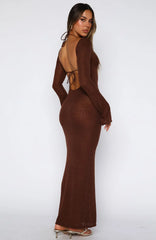 Malta Mermaids Long Sleeve Maxi Dress Chocolate