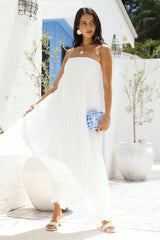 Willow Breeze Pleated Maxi Dress White