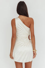 Glow Ray One-Shoulder Pleat Dress Champagne