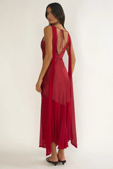 Veyla Shoulder Sash Maxi Dress Wine