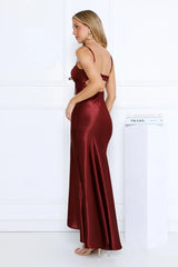 Nightfall Chic Satin Maxi Dress Burgundy