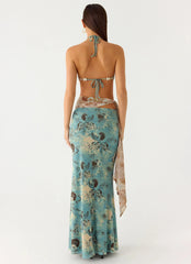 Rebel Beaded Maxi Dress - Aqua Blur
