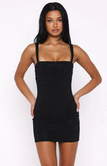 Pump The Volume Embellished Mini Dress Black