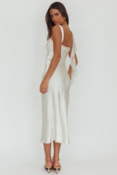 Carmel Shoulder Sash Midi Dress Oyster