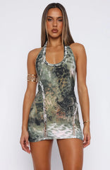 Best Option Halter Mini Dress Mystic Animal