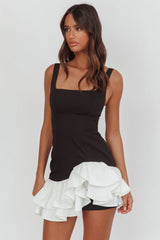 Romantic Layered Frill Mini Dress Black