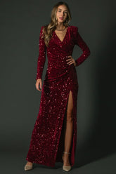 Madonna Sequin Maxi Dress | Burgundy