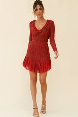 Isabella Long Sleeve Open Back Lace Dress Antique Rose