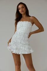Dori Embellished Mini Dress Palm Tree White