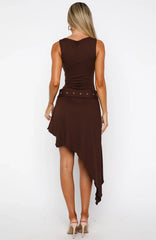 Worth My Time Midi Dress Chocolate