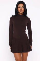 Forever Her Long Sleeve Mini Dress Chocolate