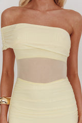 Gala One-Shoulder Sheer Waist Maxi Dress Yellow