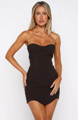 Lavender Fields Strapless Mini Dress Chocolate