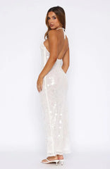 Dedication Sequin Maxi Dress White