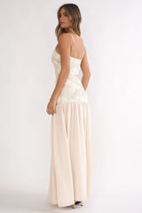 Opheliane Drop Waist Sequin Maxi Dress Champagne