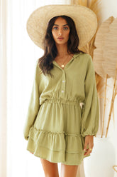 Peach Sunsets Dress Green