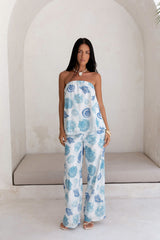 Deep Seas Strapless Top Blue