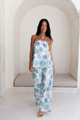 Deep Seas Strapless Top Blue