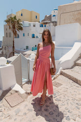 Walks By The Sunrise Maxi Dress Coral
