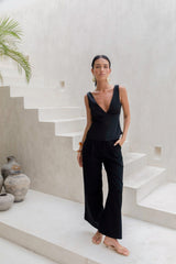 Essence Of Sunlight Satin Top Black