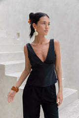 Essence Of Sunlight Satin Top Black