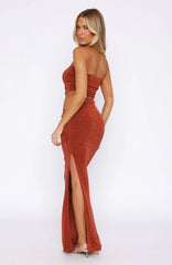 Sun And Stars Strapless Maxi Dress Rust
