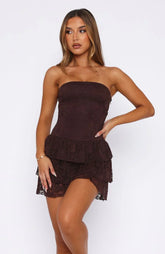 New Idea Strapless Mini Dress Chocolate