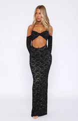 My Whole Heart Lace Maxi Dress Black