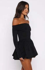 Big Reveal Long Sleeve Mini Dress Black
