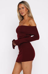 Parental Guidance Knit Mini Dress Burgundy