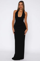 Say What You Feel Halter Maxi Dress Black