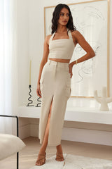 Hoping For Something Crop Top Beige