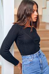 Lucky Roll Knit Top Black