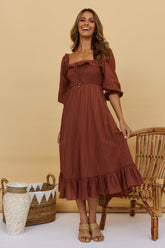 Loved By The Moon Midi Dress Brown
