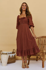 Loved By The Moon Midi Dress Brown