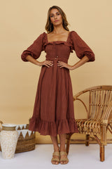 Loved By The Moon Midi Dress Brown