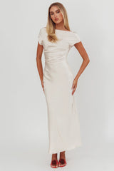 Loveland Cap Sleeve Cowl Back Midi Dress Champagne