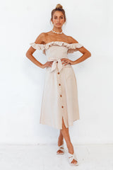 Deep End Midi Dress Beige